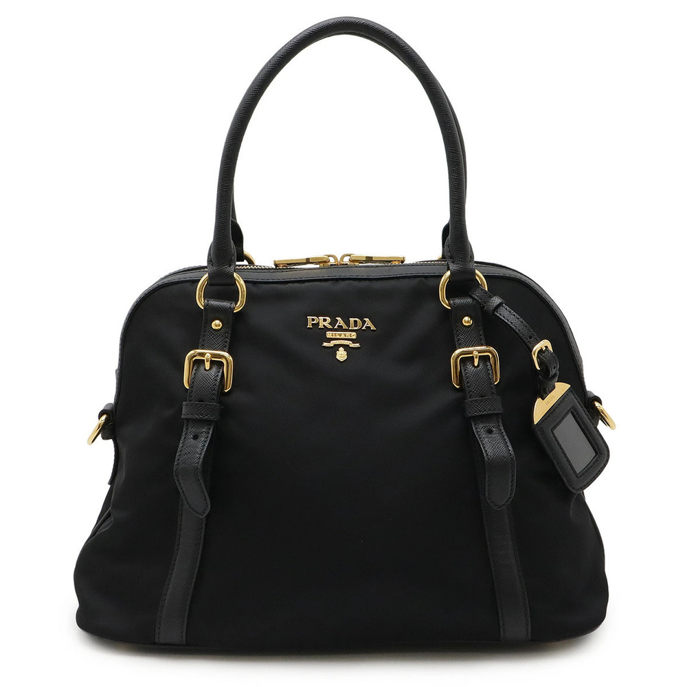 Prada handbag Saffiano leather black Nero Black strap